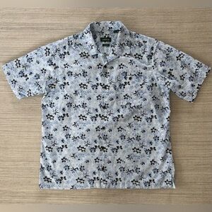 Orvis blue floral 100% cotton short sleeve collared button‎ down shirt men’s L